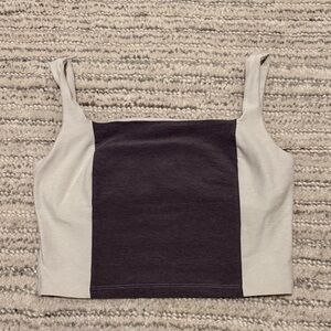 Beyond Yoga Gray and Cream Crop Top